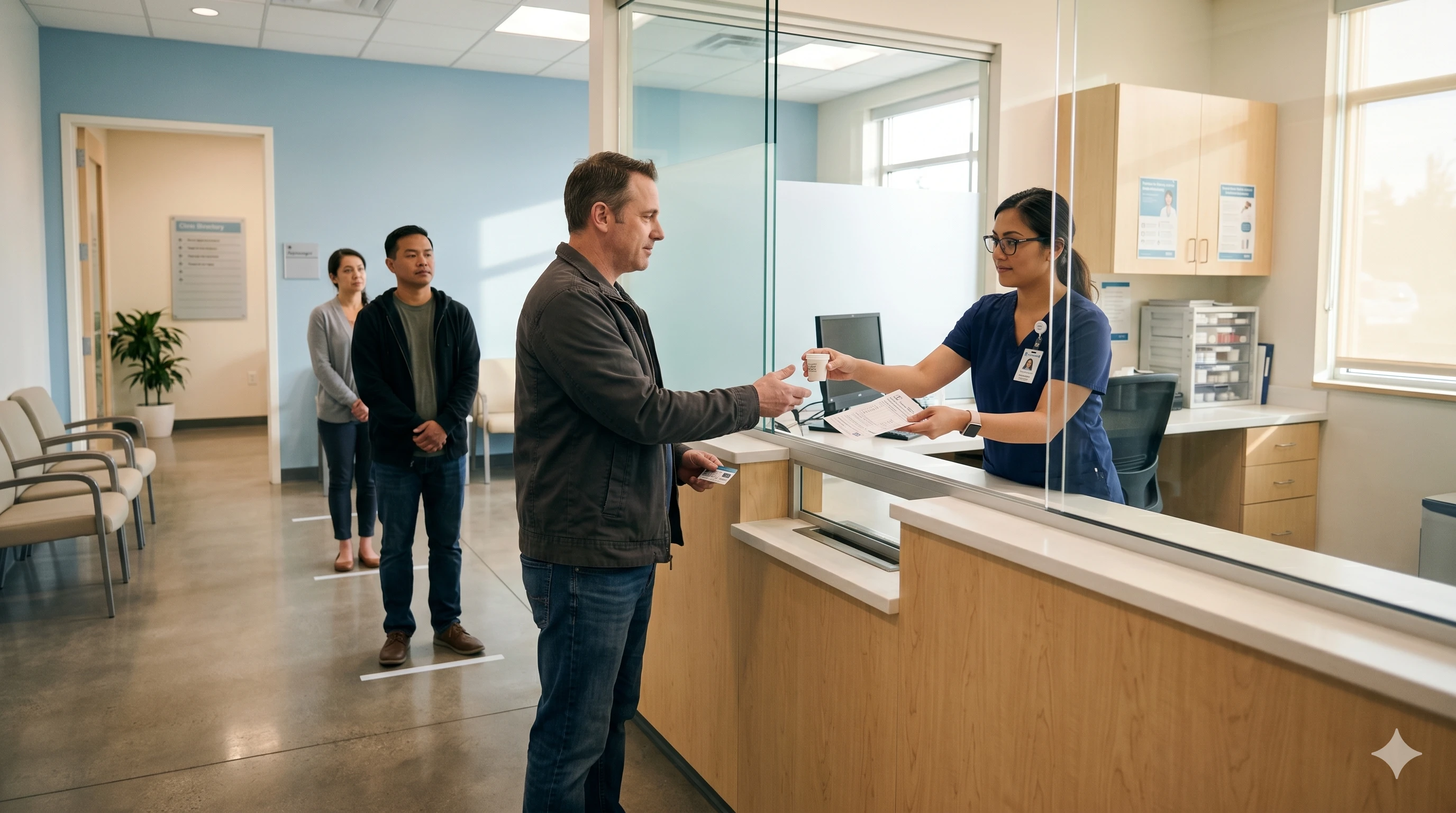 Methadone clinic dispensing window — efficient patient flow with Zoobook OTP software